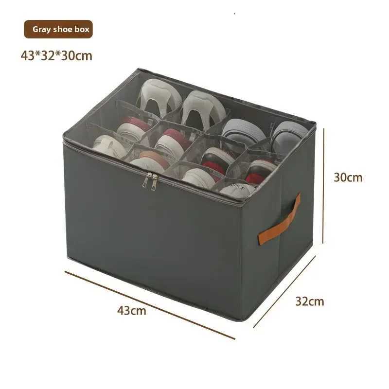 Multifunctional Grid Storage Shoe Box Crossborder Foldable Fabric with Cover Dustproof and Washable Sundries Storage Box C251023