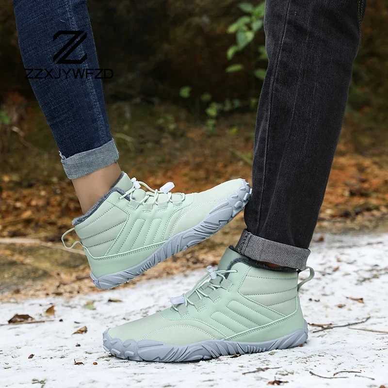 Men Winter Boots Plush Shoes Waterproof Snow Cotton Boots Barefoot Women Warm Fur Shoes Anti Slip Big Size Trekking Hiking Shoes J251023