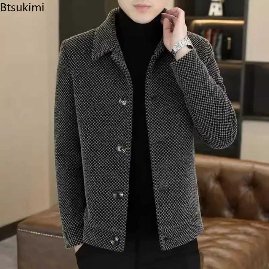 2025 Mens Casual Lapel Collar Coats Fashion Solid Thicken Warm Jackets Autumn Winter Singlebreasted Male Business Slim Outwear W251023