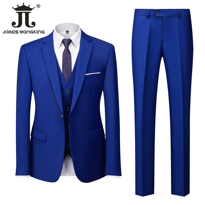 18 Color M6XL Jacket Vest Pants Boutique Solid Mens Official Business Suit Brides Wedding Dress Party Male 251023