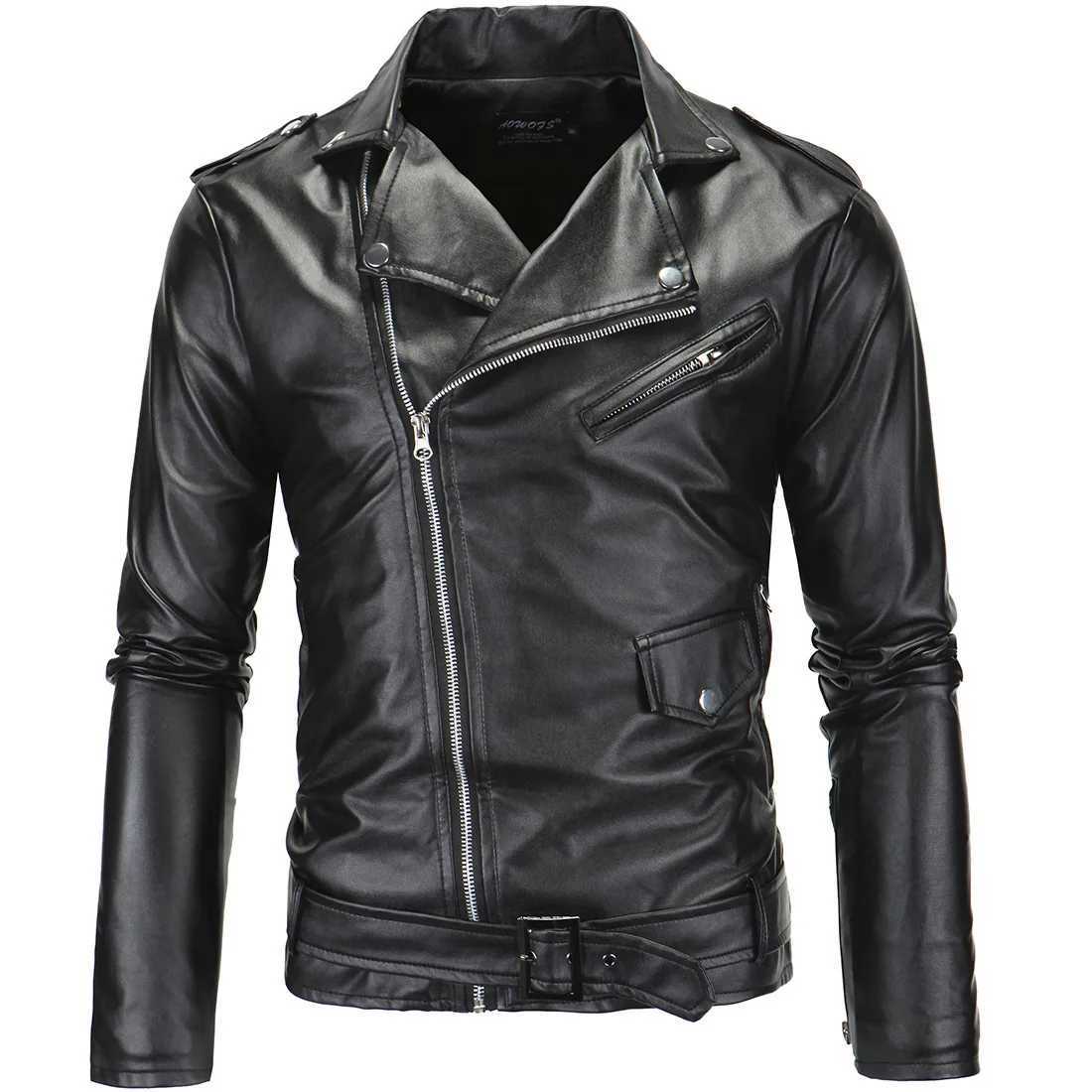 Men Slim White Leather Jackets Oblique Zipper Motorcycle Jackets New Men Outwear Moto Biker PU Leather Coats Size 4XL W251023