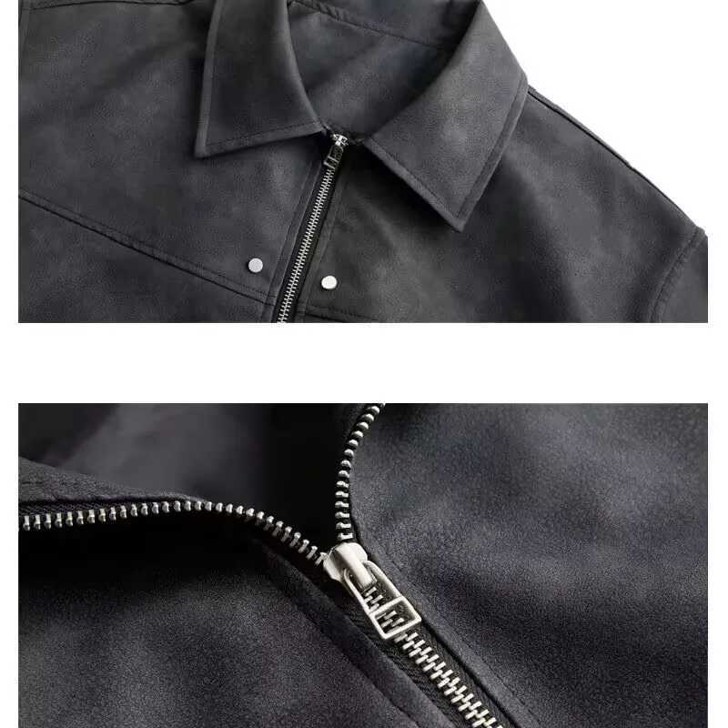 Premium Brown Leather Jacket For Men American Vintage Style Notch Lapel Retro Coat 2025 New High Quality Mens Leather Jacket W251023