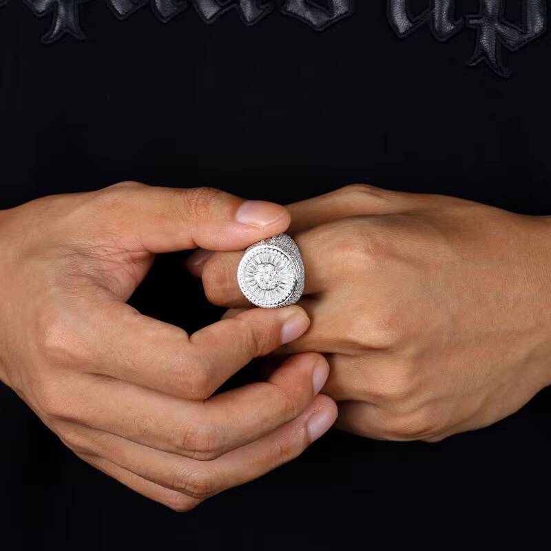 USA Local Stock Shipping Iced Out Hot Selling Women Moissanite Pass Diamond Tester Mens Ring 925 Silver VVS Moissanite MEN Ring