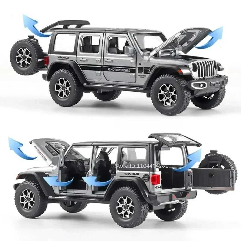 122 Wrangler Rubicon Suzuki Hustler Alloy Toys Diecast Model Car Doors Opened Sound Light Pull Back Vehice Friend Birthday GiftT251023