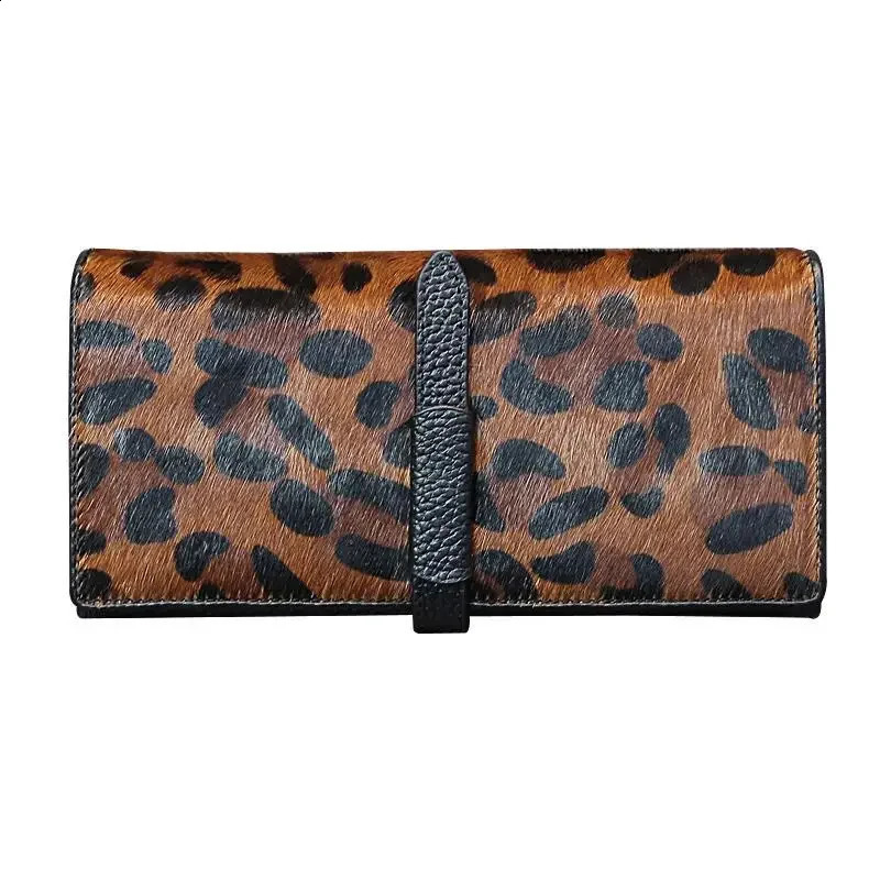 Fashion Leopard Cow Genuine Leather Women Long Wallets Real Leather Female er Clutch Girl Gift Cash Purse251023