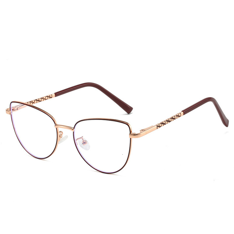 Fashion Metal Cat Eye Blue Light Blocking Can Be Paired with Prescription Optical Glasses, Trendy Non-Prescription Glasses for Men and Women