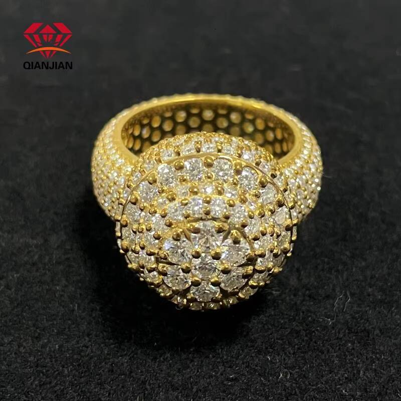 Custom Luxury Real 18k Gold Plated Moissanite Rings Jewelry 925 Sterling Silver Diamond Rings Moissanite Women Rings