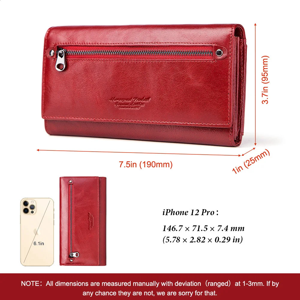 Women Genuine Leather Wallets Fashion Cell Phone Clutch Bag for RFID Protect Card Holder Purse Travel Zipper Pocket Long Handbag251023
