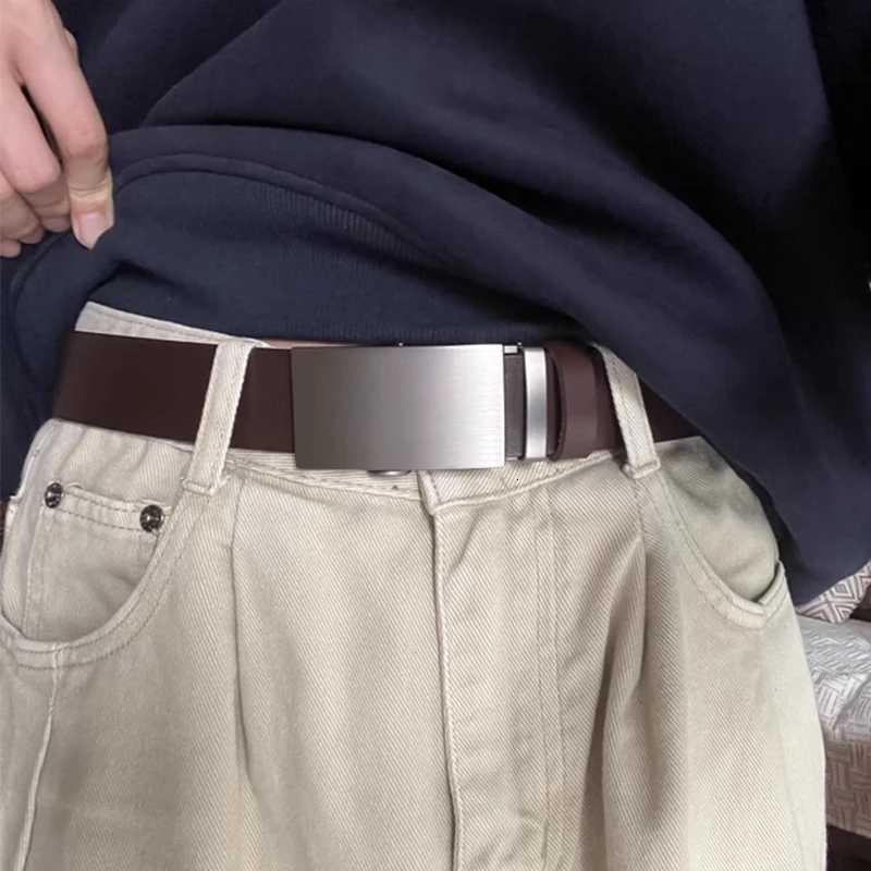 Leather belt men High Quality Genuine Leather Belts Automatic Buckle Belt Adjustable No Hole Belt Jeans Belt for MenXJ251023