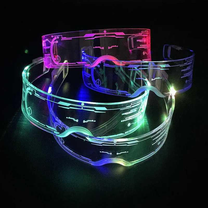 LED Luminous Cyberpunk Sunglasses Women For Men Sun Glasses Brand Designer Trend Punk Steampunk Light Up Colorful Goggles UV400W251023