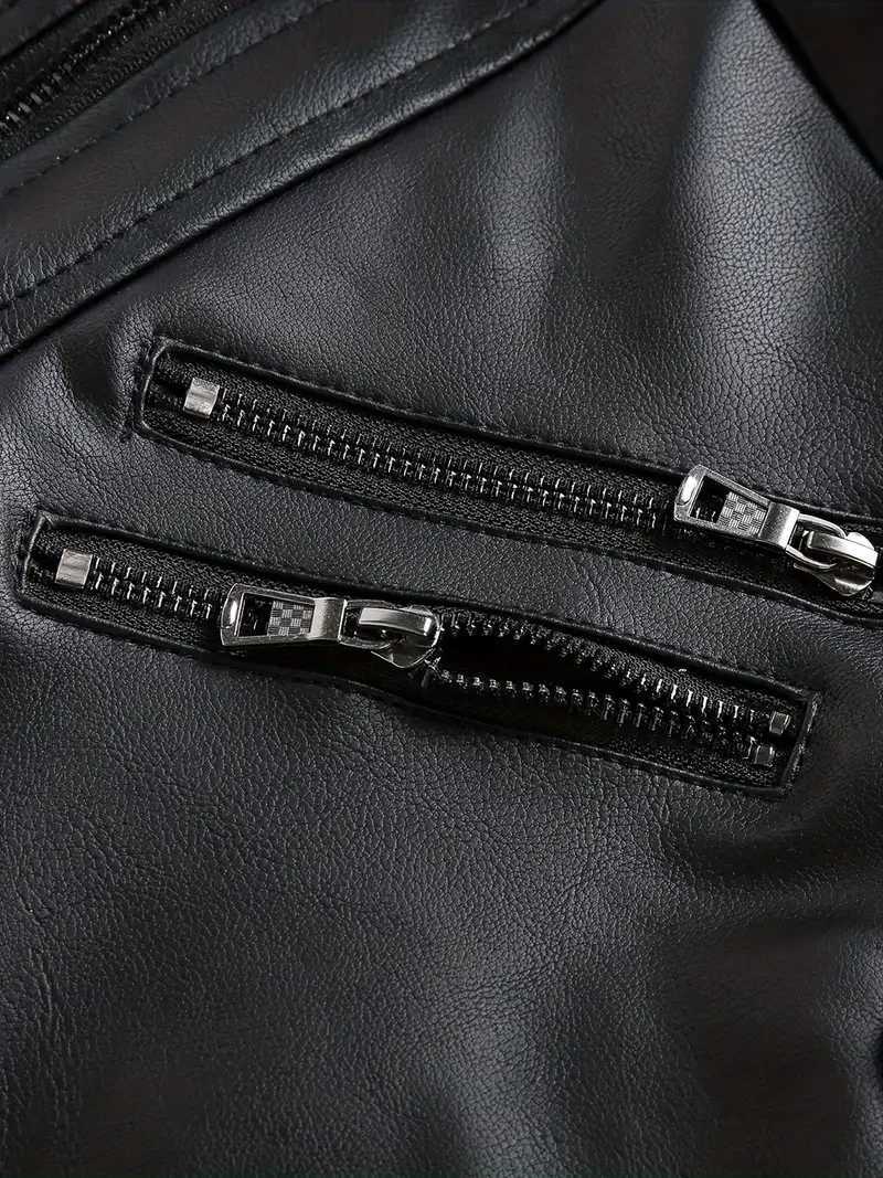 New Fake Two Pieces Motorcycle Leather Jackets Man Casual Fashion Motorcycle Coat Slim PU Lapel Jackets Autumn Leather Coat Male W251023