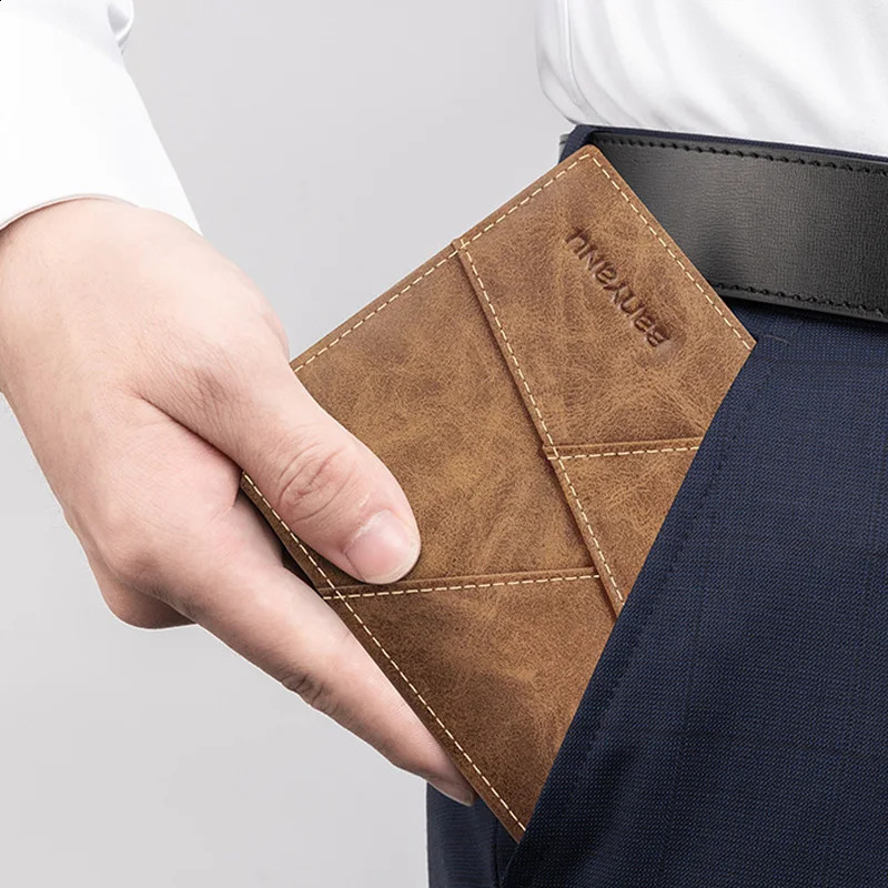 BANYANU 2024 Mens Wallet Mens Genuine Leather RFID AntiTheft Brush Retro Top Layer Cowhide Short Wallet Foreign Trade Bag251023