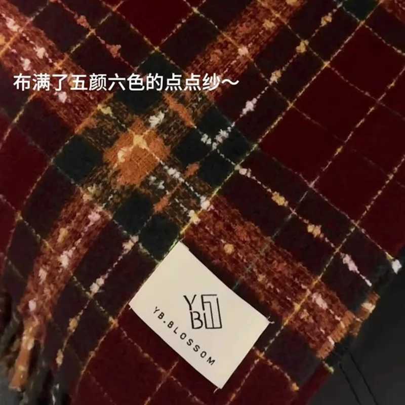Red Checkered New Style All match Warm Retro Scarf with Check Pattern for Autumn and Winter Star filled Anchorage Red J251113
