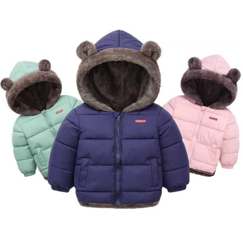 Kids Lambwool Down Coats Boys Girls Winter Thicken Warm Jackets Children Hooded Cute Ears Outerwear Toddler Fleece Clothes 26Y Y251023