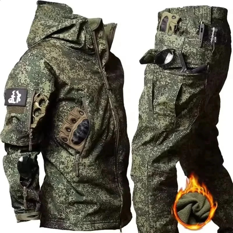 Winter autumn fleece warm waterproof suit mens jacket tactical outdoor hiking fishing camping sportswear 251021
