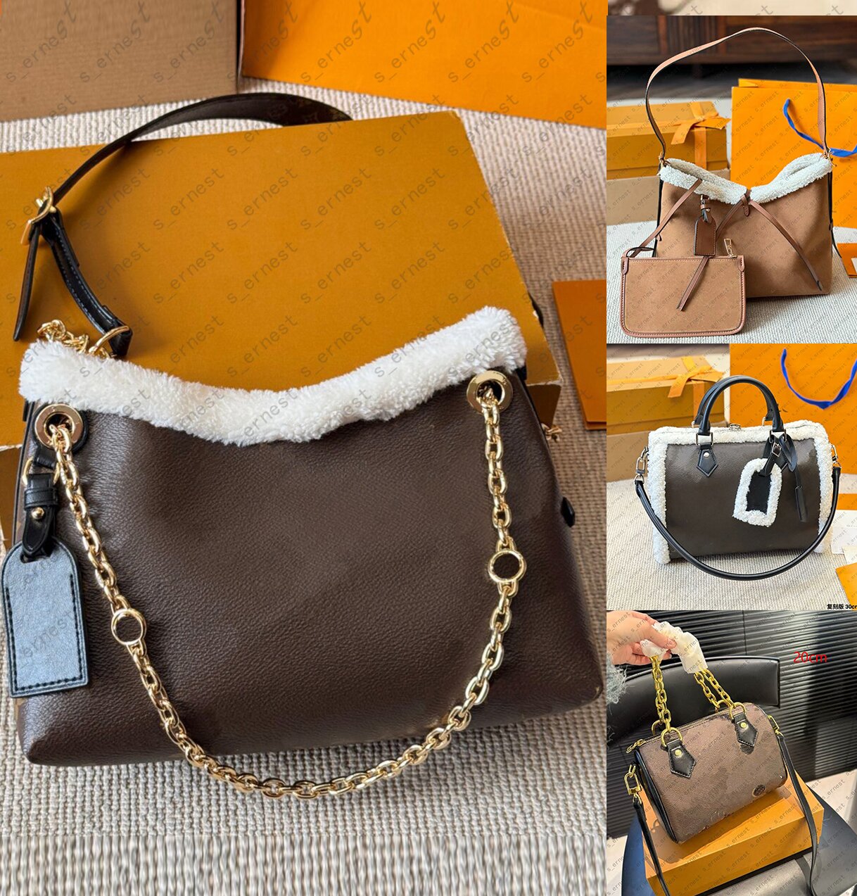 Designer bags wool tote bag women shopping handbag leather crossbody bags coas Pillow Clutch winter commuter