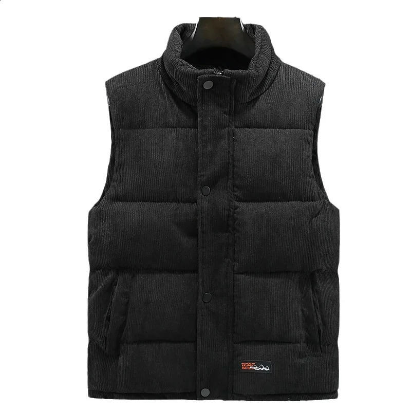 in Padded Vest Men Zipper Winter Thick Warm Corduroy Sleeveless Jacket Male Autumn Casual Waistcoat Golf Work Wear Coat 251023