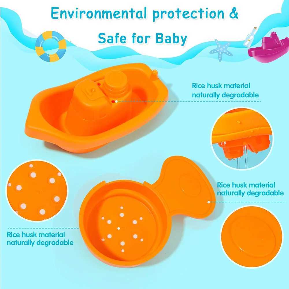 Baby Bath Toys Stacking Boat Spoons Toys Early Education Intelligence Gift Rainbow Color Stacked Cup Folding Tower Baby Toy J251023