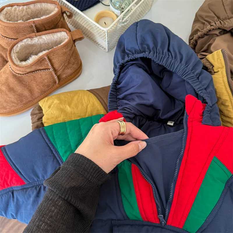 2025 Winter New Children Plus Velvet Thick Warm Coat Letter Print Boys Down Jackets Baby Girls Hooded Padded Jacket Kids Clothes Y251023