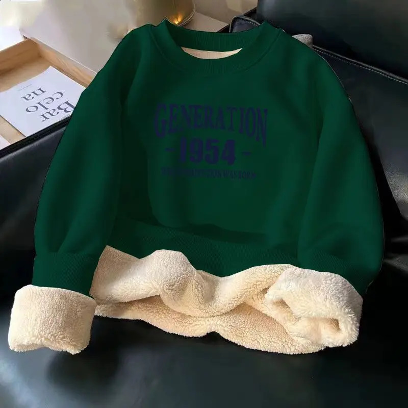 Women Hoodies Sweatshirt Letter Printing Lamb Velvet Thickened Street Warm Pullover Loose Crewneck Brown Woman Clothing 251022