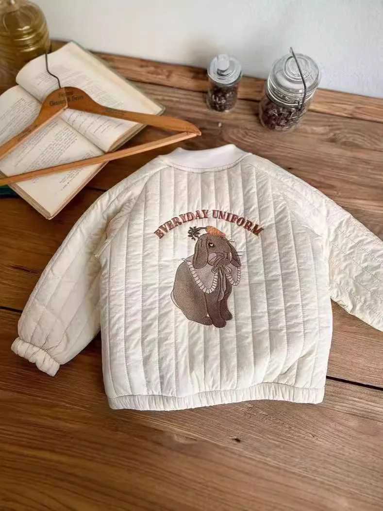 Winter New Children Plus Velvet Thick Warm Coat Cartoon Embroidery Baby Girls Quilted Jackets Kids Boys Cotton Padded Jacket Y251023