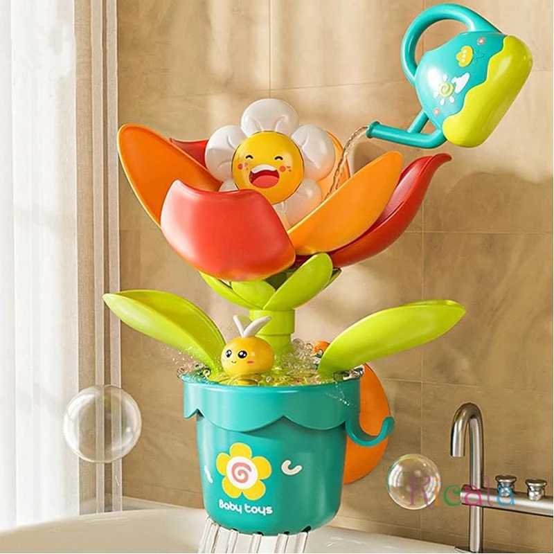 Baby Funny Sunflower Bath Toy Water Spray Sprinkler Blooming Sunflower Toddler Shower Toys with Portable Shower Head J251023