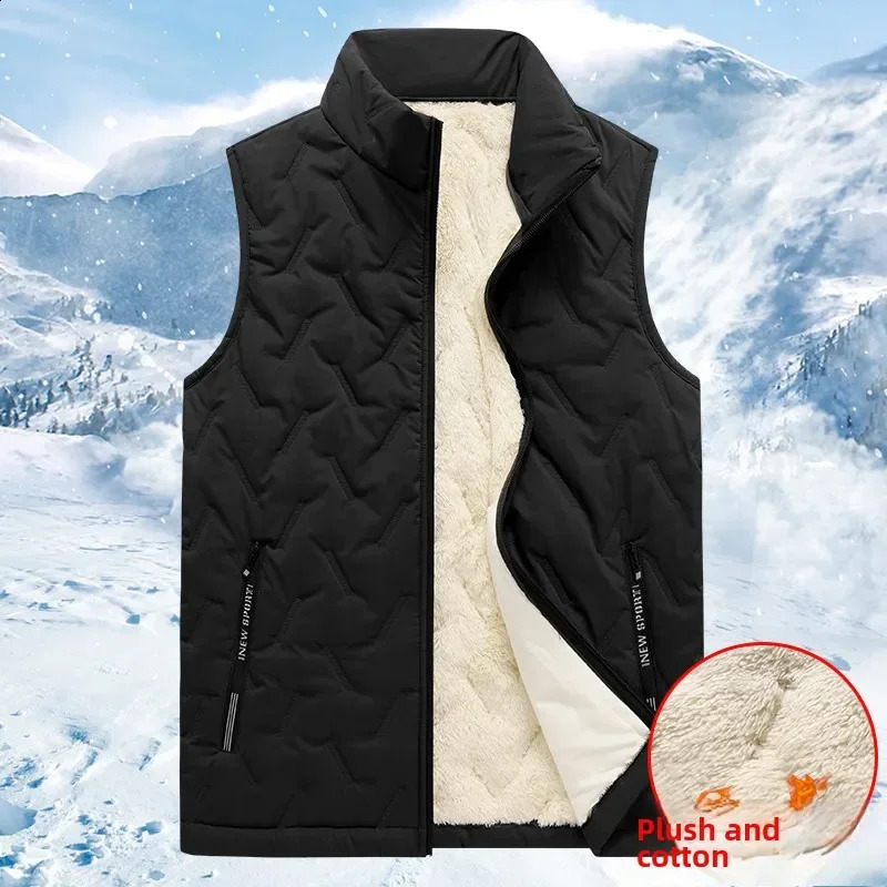Autumn and winter fashion mens cotton vest jacket casual multifunctional plus size warm standing collar sleeveless top 251023