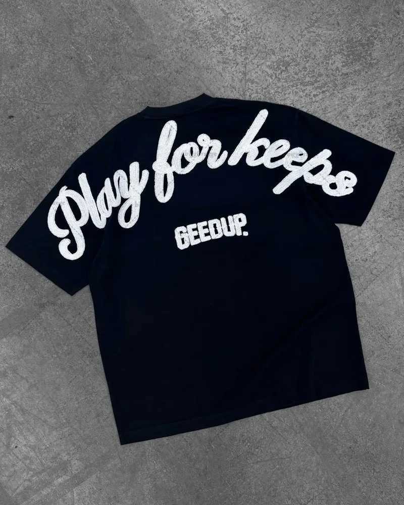 Street Hiphop Retro Letters Fashion Oversized Shortsleeved Men 2025 American Harajuku Y2K Casual Loose Shortsleeved WomenXJ251023