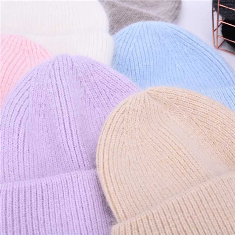 Casual Wens Hat Real Rabbit Fur Beanie Ladies Autumn Winter Cashmere Hats Three Fold Thick Knitted Girls Sklies BeaniesW251023