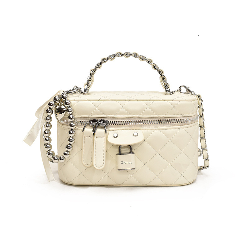 Luxury Brand Designer Bag 2025 Summer Gentle Temperament Quilted Handbag Daily Personality Solid Color Metal Chain Single Shoulder Crossbody Bag For W