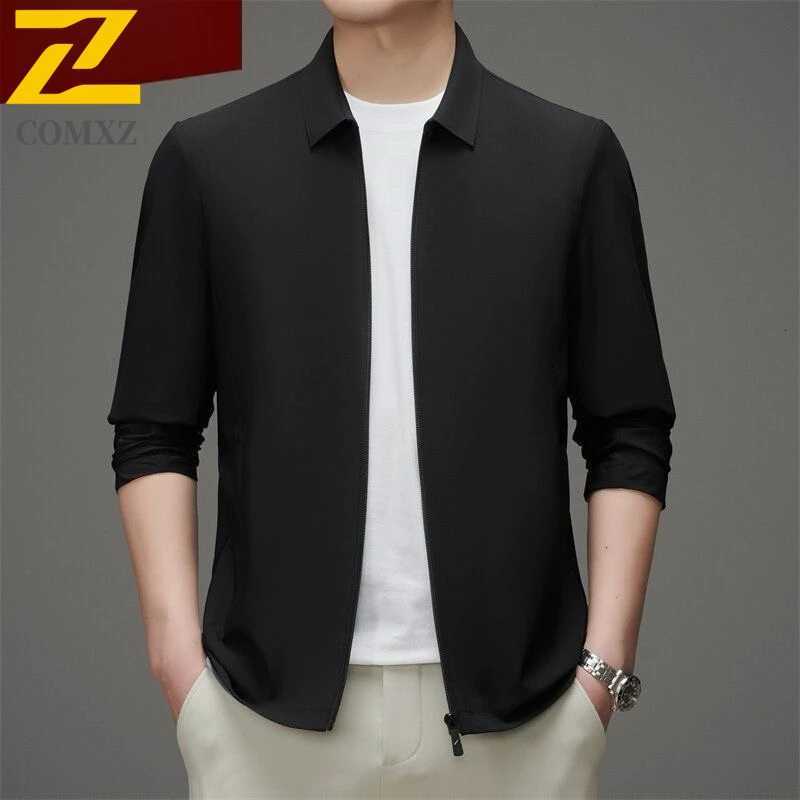 COMXZ Men Jacket Business Casual High Quality Light Luxury Wrinkle Resistant Office Travel Golf Slim Fit Coat Autumn Outerwear W251023
