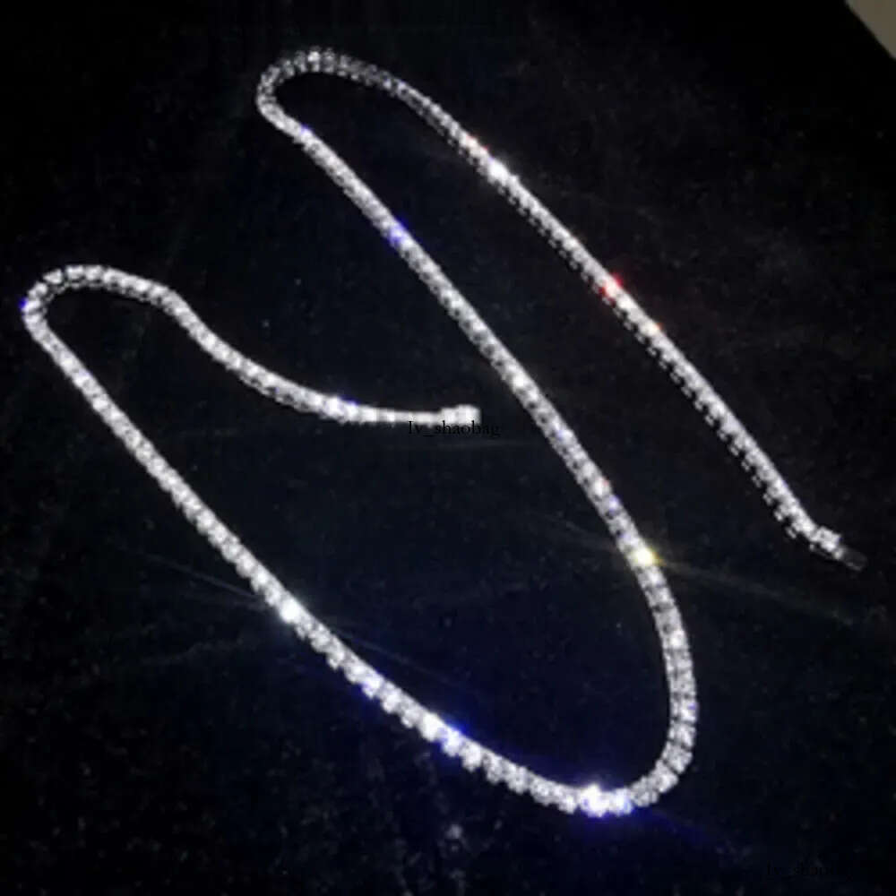 Style Design 14K Au585 Solid Pure White Gold Lab Grown Dia Moissanite Tennis Necklace for Women Wedding