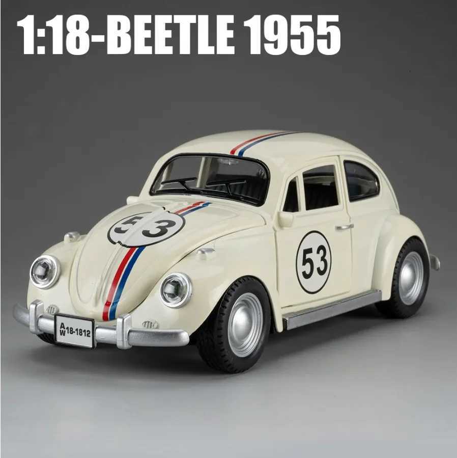 118 Mini Alloy Classic Car Model Diecast 1955 Beetle Toy Metal Car Sound And Light Pull Back Simulation Collection Gifts ToysT251023