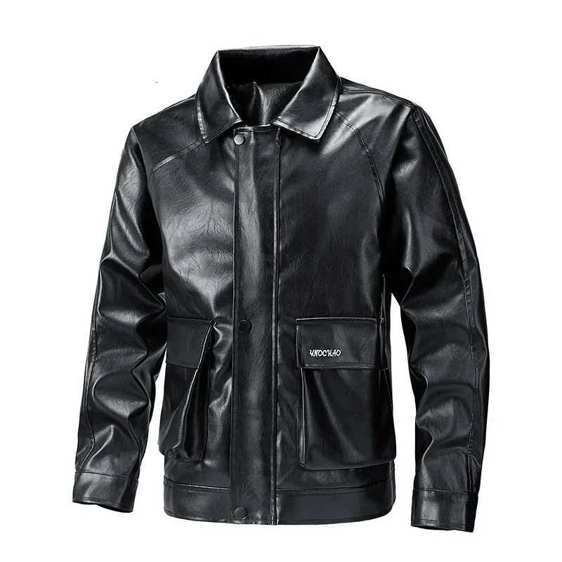 Mens Outdoor Fashionable Casual Handsome Leather Jacket Retro Motorcycle Comfortable Breathable Multi functional Leather Jacket W251023