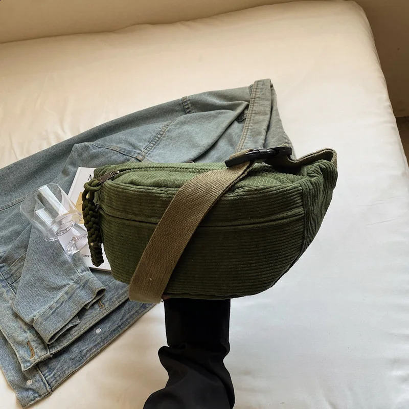 For Women Fashion Bag Hip Purse Shoulder Casual Corduroy Belt Bags Fanny Pack Female Banana Waist Crossbody Chest Pocket 251014