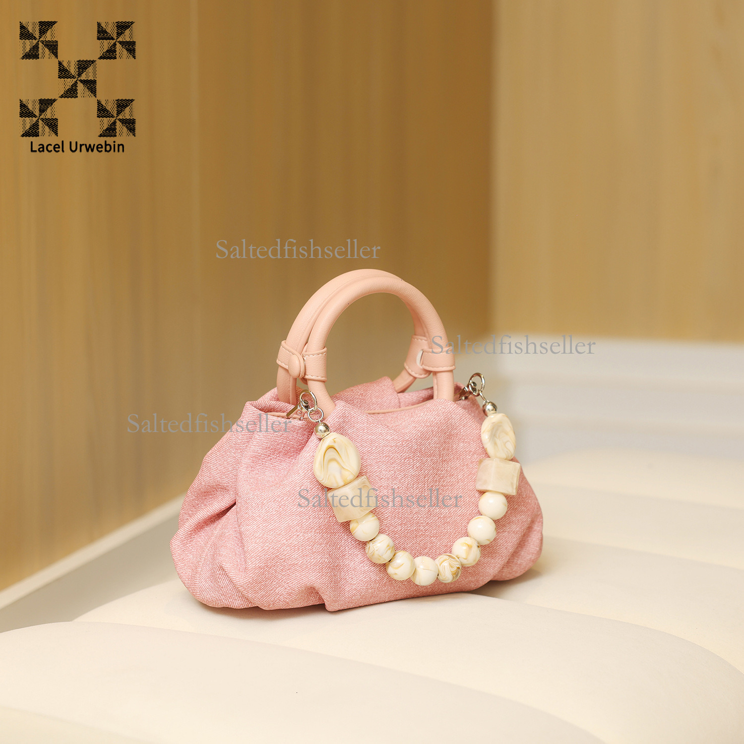 Lacel Urwebin Designer Luxury Women's Handbag Summer Fashion Cowboy Handbag Versatile Simple Beaded Single Shoulder Crossbody Bag Chinese Style M