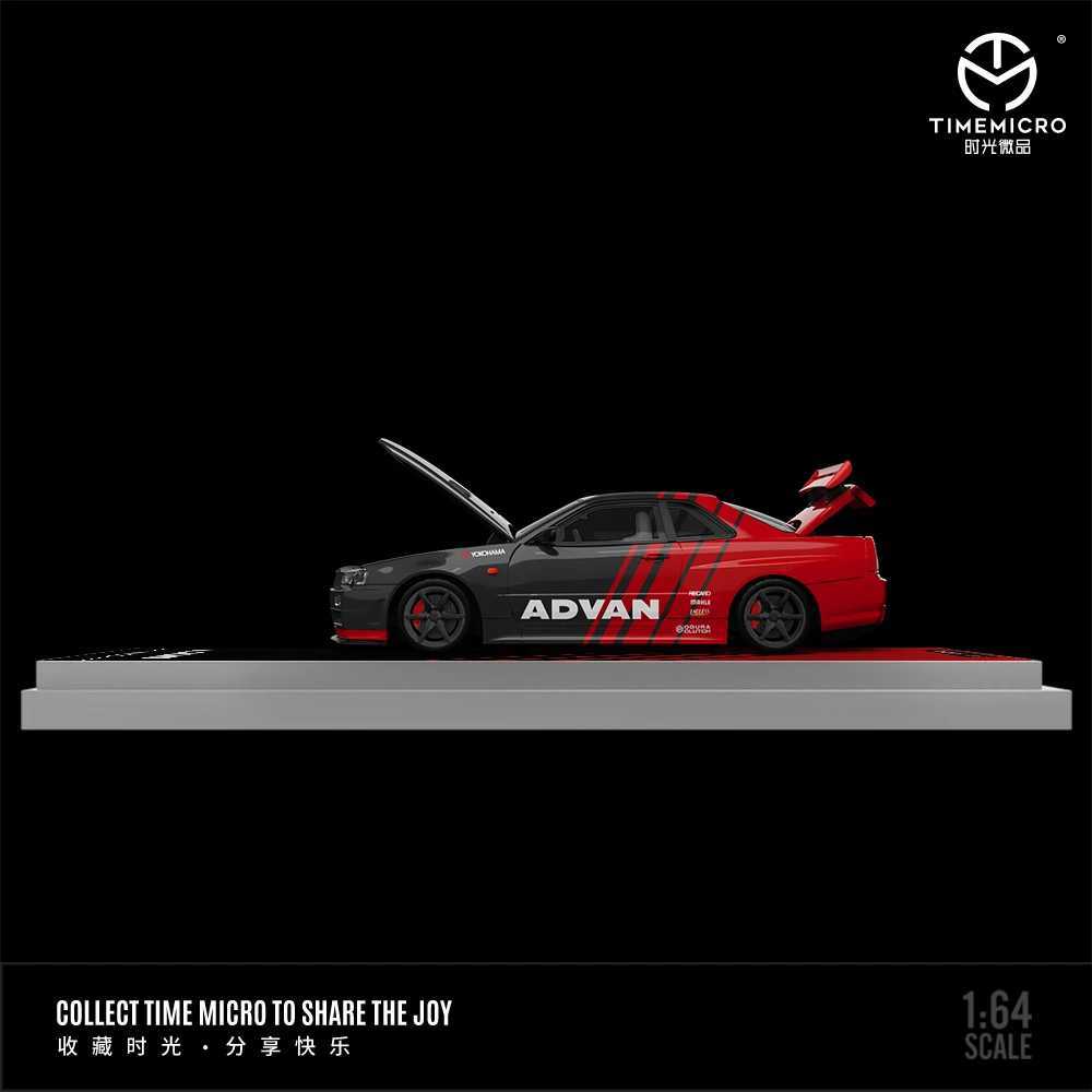 TIME MICRO 164 H300GTR R34 ADVAN Painting Simulation Alloy Car Model for HobbyCollectiblesDisplayGiftT251023