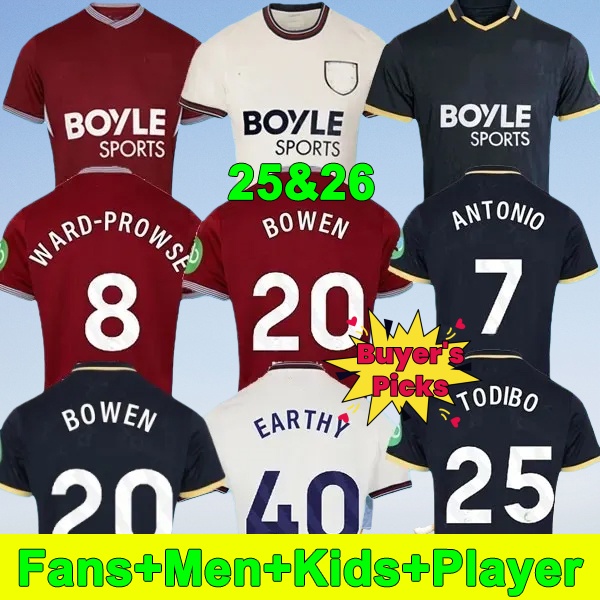 S-4XL 25 26 Vintage Football Shirt Jersey kit 2025 2026 Home Away Soccer Jerseys Men Kids Player Fans ANTONIO L.PAQUE TA BOW EN KUDUS ALVAREZ SOUCEK 888 Tops Set Uniform