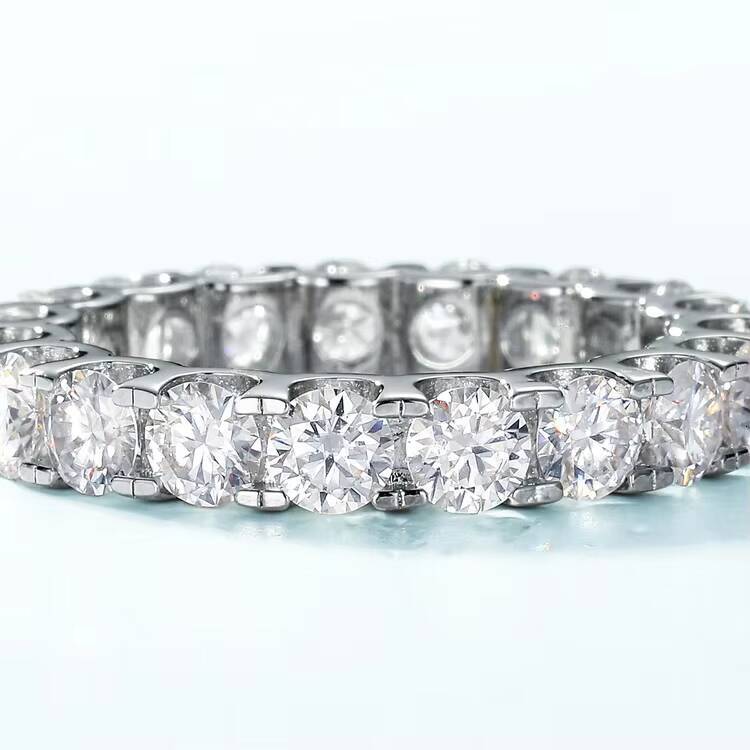 Best Selling Classics Design 4mm Moissanite Eternity Ring 925 Silver Jewelry Women Gift Party Sterling Stone Wedding Party