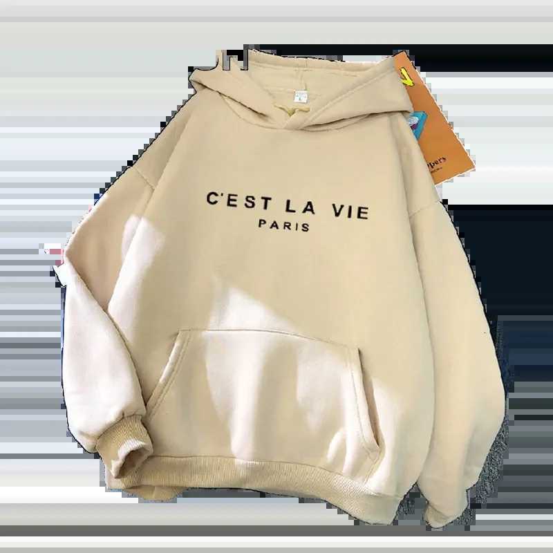 Womens casual printed loose hoodie spring long sleeved hooded sweatshirt Harajuku simple mens and womens top lazy style pulloT251023