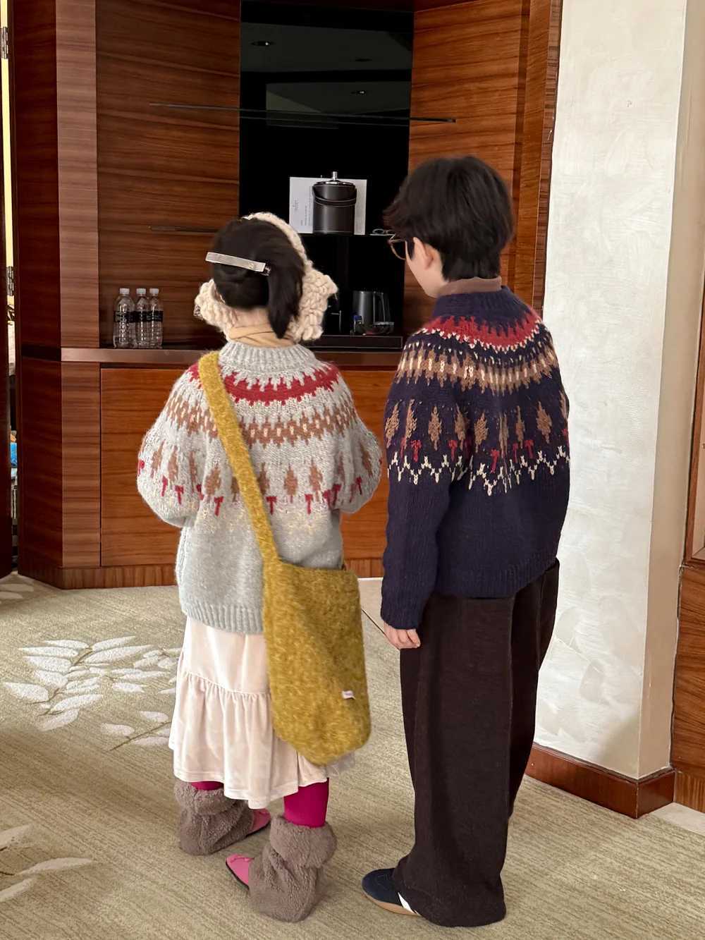 2025 Winter New Children Long Sleeve Knitted Sweater Girls Thick Fel Island Pullover Boys Casual Knitwear Kids Warm Clothes C251023