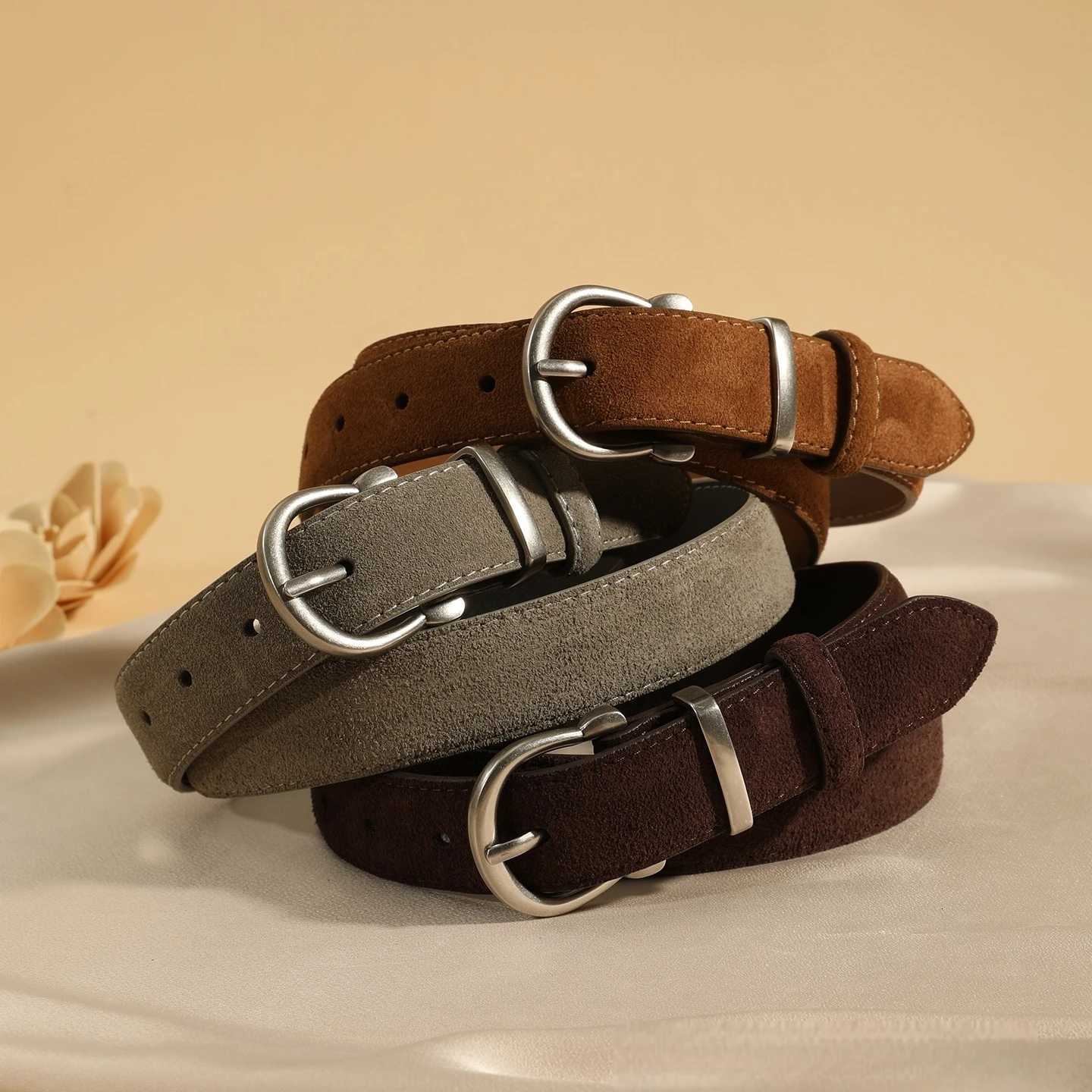 Fashion Suede Leather Belt for Women Adjustable Stylish Belts with Vintage Alloy Buckle Waistband for Jeans and DressXJ251023
