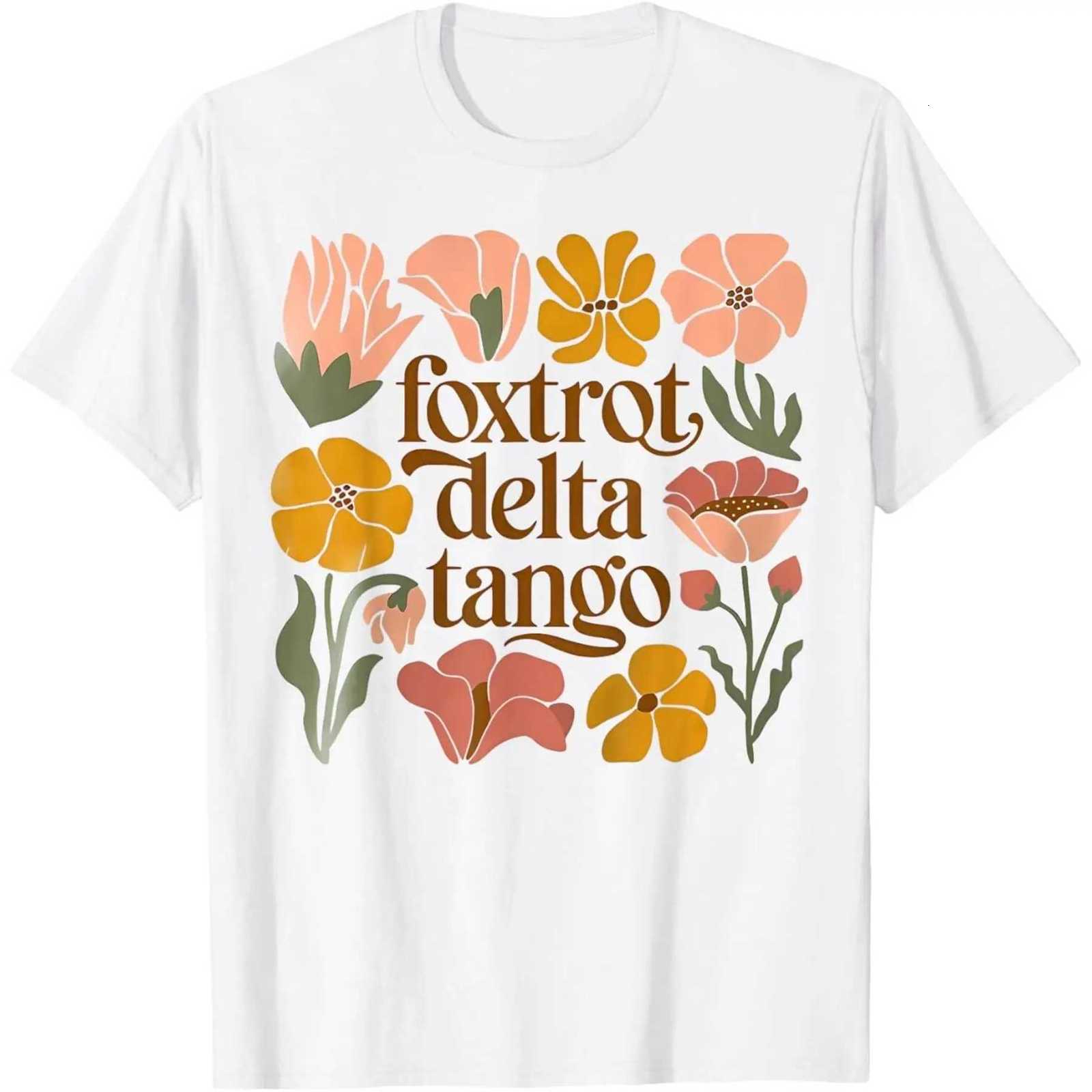 Foxtrots Deltas Tangos Boho Floral Pattern Cotton Tshirts White Shortsleeved Print Comfortable Fabric Boho Chic Style UnisexXJ251023