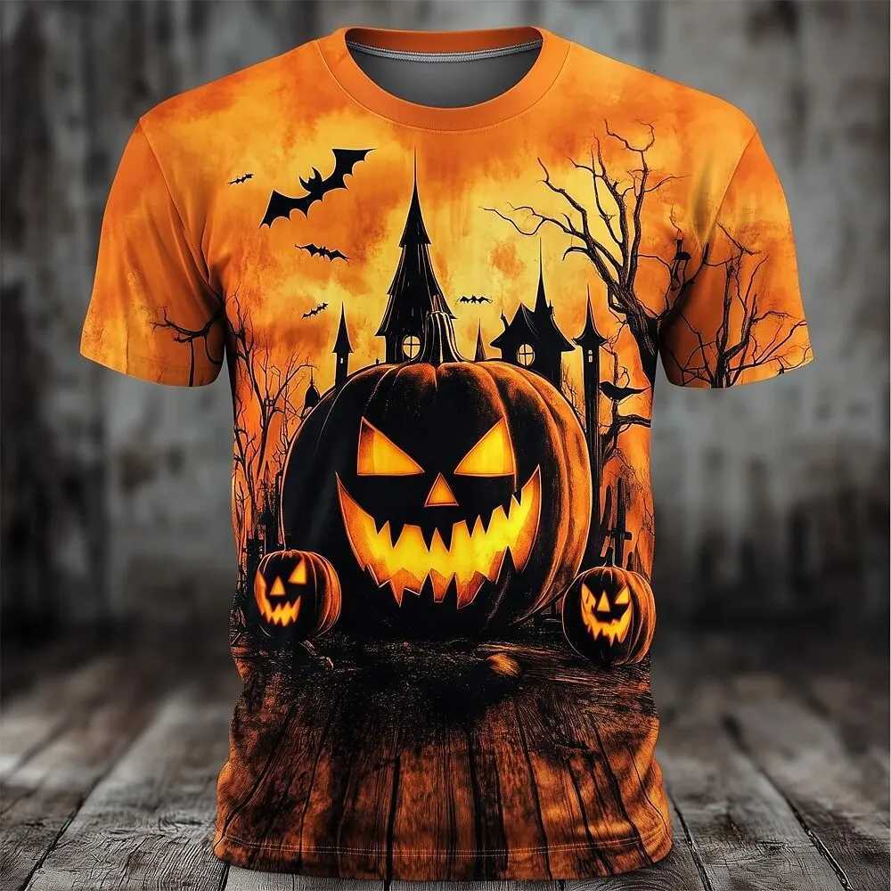 Pumpkin Graphic 3D Print Mens Womens TShirt Halloween Theme Family Party Short Sleeve Tees Oversize Round Neck Unisex ClothesXJ251023