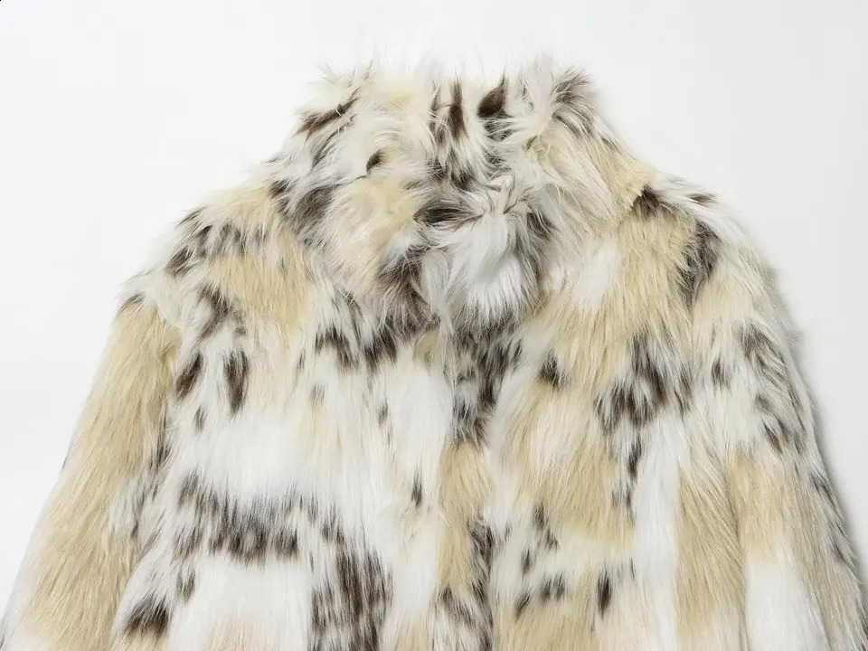 KONDALA Casual Leopard Faux Fur Jackets Women Long Sleeve Buttons Loose Fashion Autumn Winter Thick Warm Outwears 251022