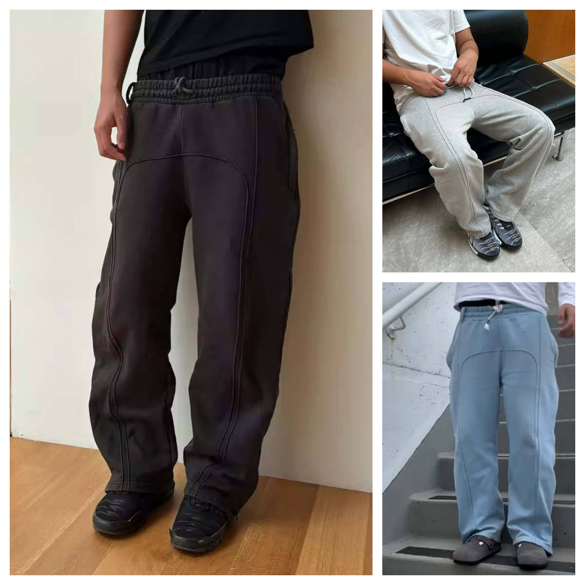 Men's Pants American Baggy Harajuku Retro Elastic Binding Rope Design Oversized Sweatpants Men Personalized Streetwear High Street Trendy Straight Casual