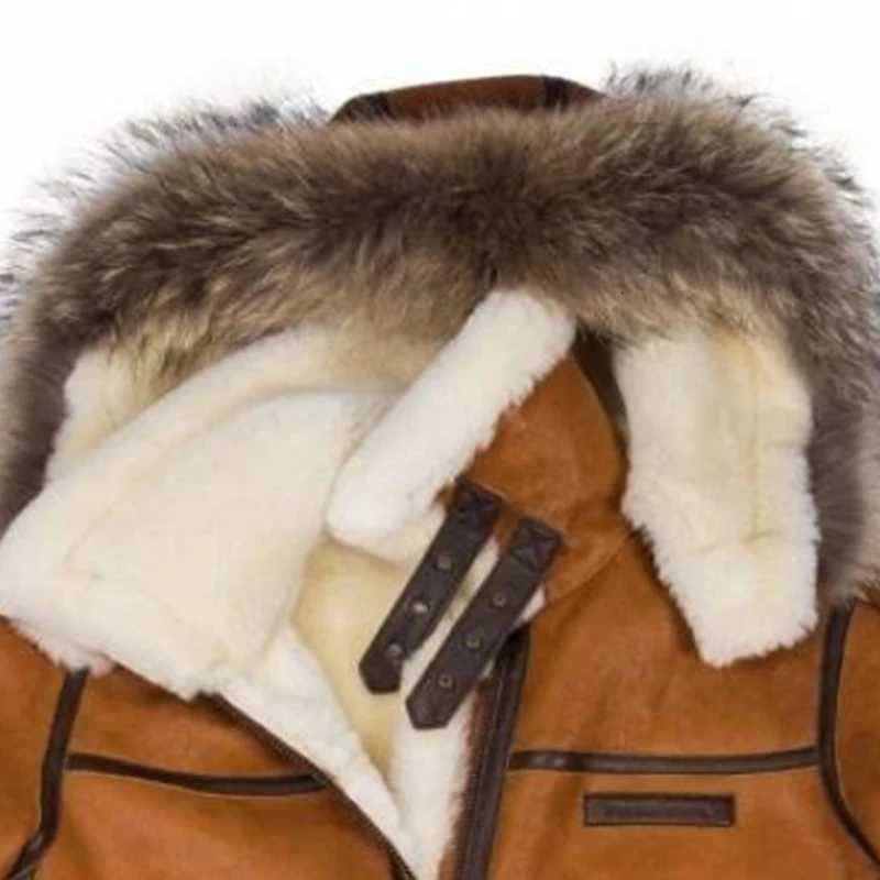 Plush Jacket Men Integrated Leather Fur Comfortable Thick Insulation Long Sleeved Solid Color Casual Versatile Zippered Jacket W251023