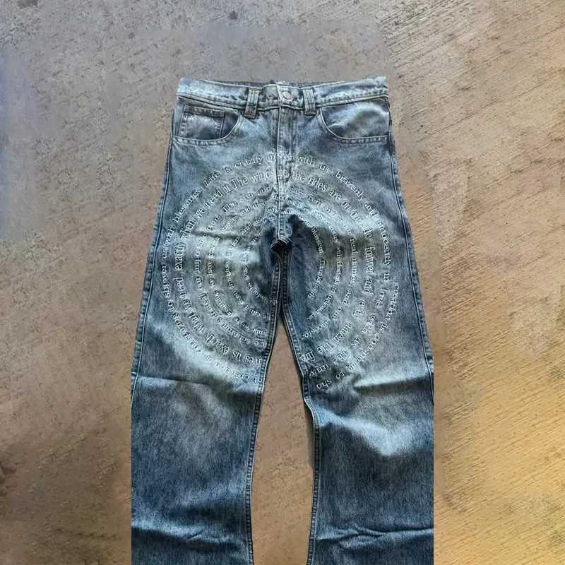 Y2K Jeans 2000s Pattern letter jeans American strtwear goth Hip Hop Harajuku Hip Hop men women Fashion Casual wide leg jeans C251023