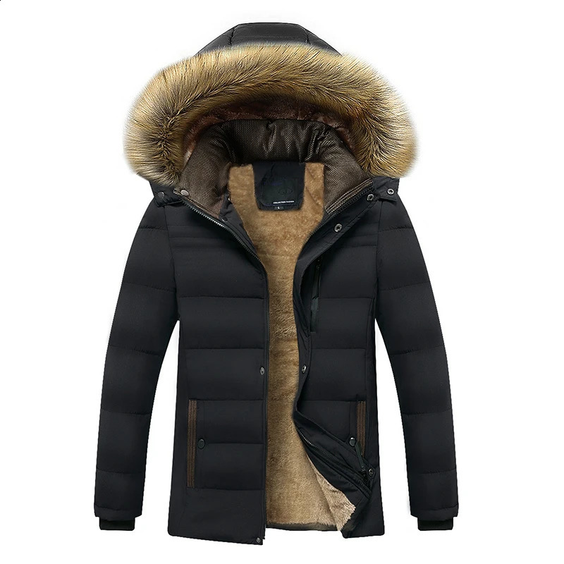 Winter Warm Thick Fleece Parkas Men Waterproof Hooded Fur Collar Parka Jacket Coat Autumn Fashion Casual 251017