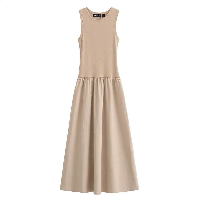 MUJER Black Pleated Long Dresses for Women Knitted Sleeveless Maxi Dress Woman Vintage Party Womens Dresses Spring Casual Dress 251023